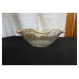 Vtg Fostoria Glass Bowl Gold Etched Design