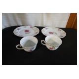 Collection of 2 Plates, 2 Cups w/flower pattern