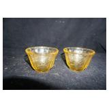 2 Madrid Amber Custard Cups Federal Glass