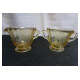 Amber Yellow Madrid Creamer & Sugar Dish