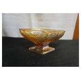 Vtg Indiana Amber Glass Pedestal Candy Dish
