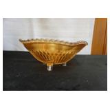 Vtg Jeanette Carnival Glass Footed Bowl