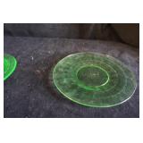 Vtg Block Optic Uranium Glass Saucers