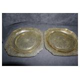 2Federal Glass Madrid Amber Depression Glass Plate