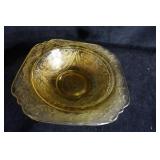 3 Vtg Depression Glass Amber Madrid Bowls
