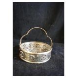 Vtg Glass 3 Divider Brass Trinket Tray Art Decor
