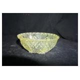 Vtg Pressed Glass Bowl Yellow