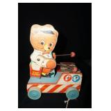 Vtg Fisher-Price Tiny Teddy Pull Toy #636