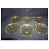 6 Yellow Glass Saucers Federal Glass