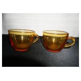 2 Vtg Amber Colored Rocks Glass