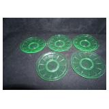 Green Depression Glass Uranium Vaseline Plates 5