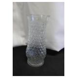 8 in Tall Clear Glass Diamond Pattern Vase