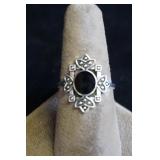 Silver Tone and Black Ring