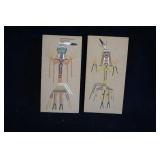 Pair of Navajo Sand Painting Dry Painting