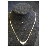 14KT Gold Pearl and Diamond Necklace   .201oz