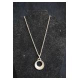 Silver Tone Circle Pendant Necklace