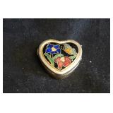 Gold Tone Enamel Looking Heart Trinket Box