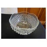 Vtg Indiana Glass Diamond Point Three Toed Bowl