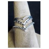 Set of Two Silver Tone V Shaped Rings