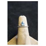 Silver Tone Turquoise Tear Drop Ring