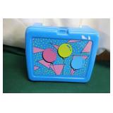 Vtg Blue Plastic Lunchbox w/ thermos