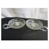 2 Vtg Glass Candle Stick Holders w/finger holds