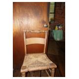 Vtg Wicker Seat Wooden Chair