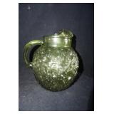 Vtg LidoMilano Avocado Green Crinkle Ball Pitcher