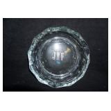 Heavy Glass Monogramed Ash Tray JRF