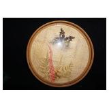 Vtg Bamboo Round Tray Botical Display Rattan