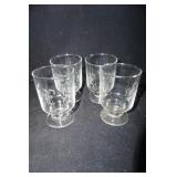 4 Pedestal F Etched Glasses