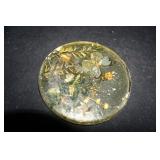Vtg Lucite Trivet w/Dried Flowers & Butterfly