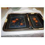 Set of Three Black Nesting Platters Made In Japan