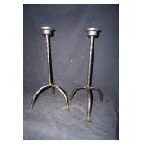 2 Gothic Iron Candle Holders