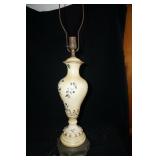 Vtg Porcelain Table Lamp Floral Design