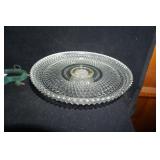 Vtg Indiana Glass Diamond Point Round Tray