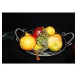 Vtg Wire Basket filled w/Plastic Fruit