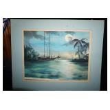 Oil Painting Matted St Thomas Virgin Island 1974