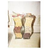Two Glass Jars of Beans for Decorations