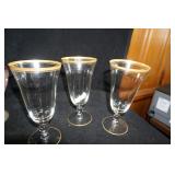 Set of 3 Tiffin-Franciscan Saturn Glass w/gold rim