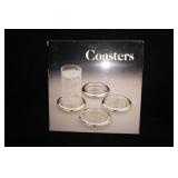 4pc Coaster Set NIP Silverplate & Glass