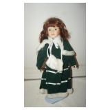 Porcelain Doll w/ Stand & Christmas Attire
