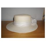 Beige Hat with Ribbon Bow by Georgi