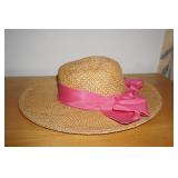 Straw Hat with Pink Bow by Importana