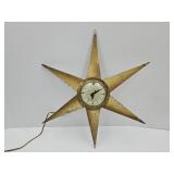Vintage Starburst Metal WAll Clock WORKS