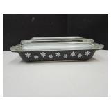 Vintage Black Pyrex Snowflake Dish w/Lid #548