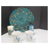 Teal Peacock Pretty Home Decor 15 1/2" w Glass P