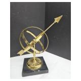 Brass on Marble Sphere Decor 11" High