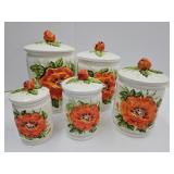 Vintage Lefton Geo Z Poppy Canister Set
