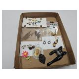 Costume Jewelry Earrings, Wood Cat Pin, MCM Pin +